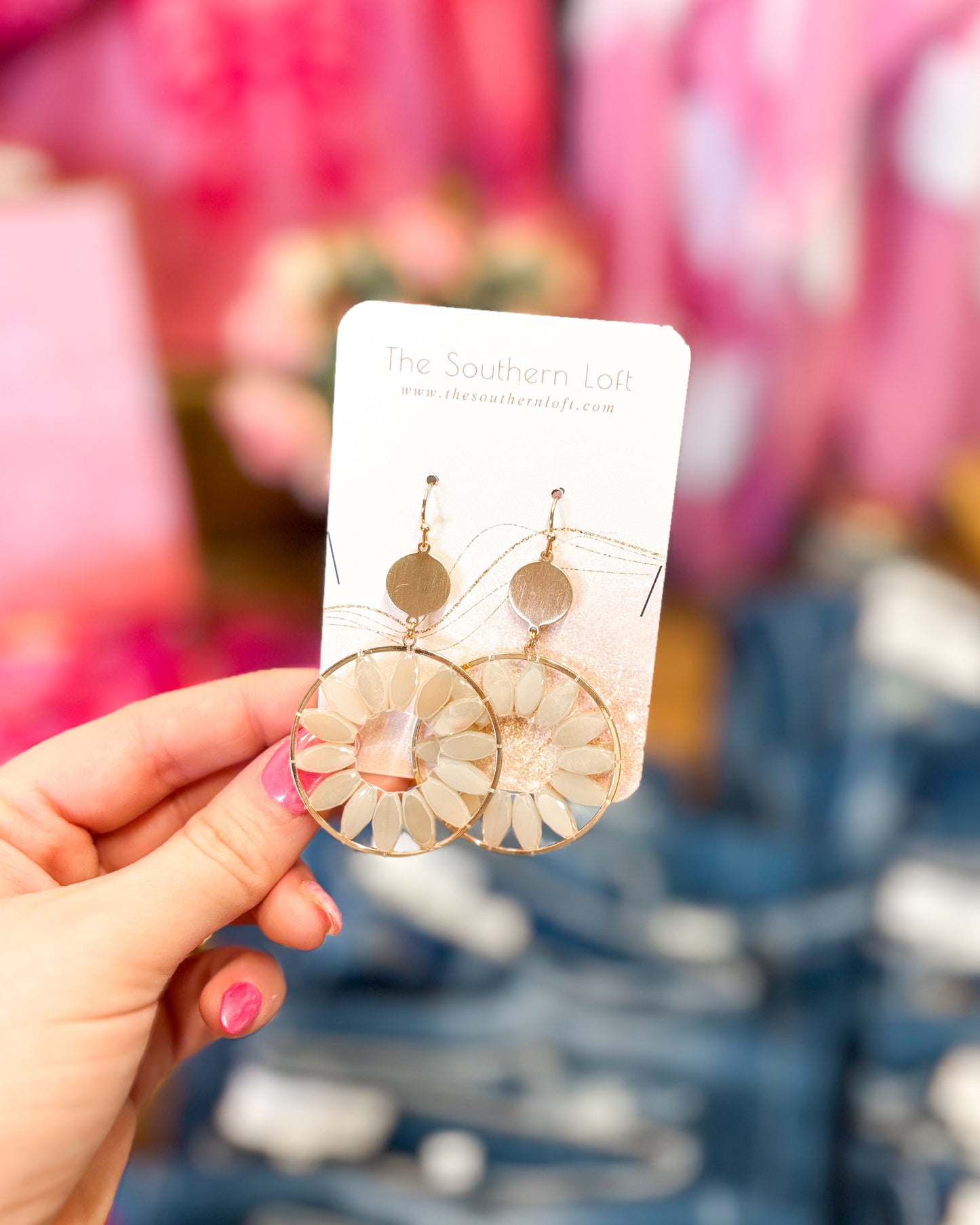 Circles + Stones Hoop Drop Earrings