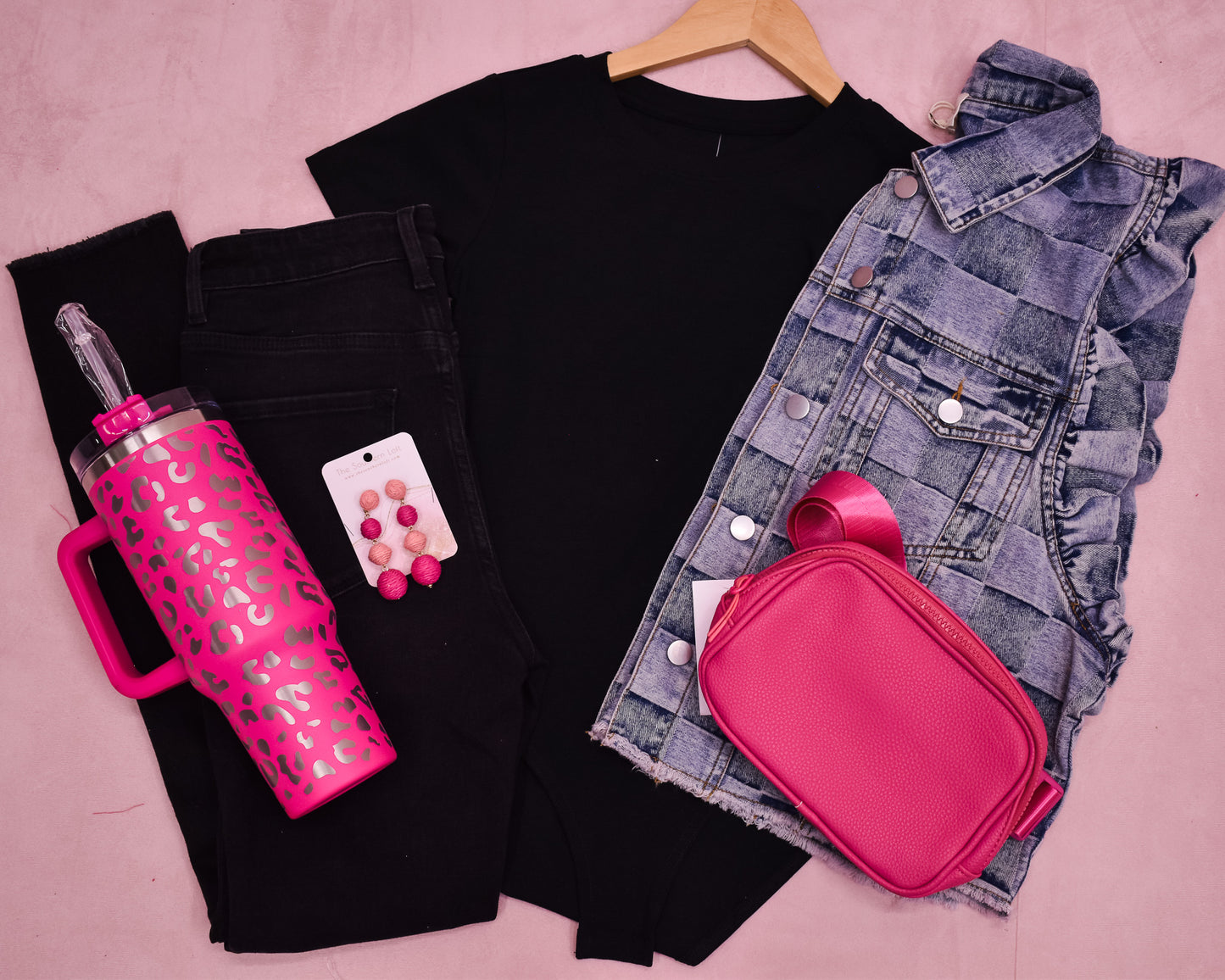 Cheerful Energy Gingham Denim Vest