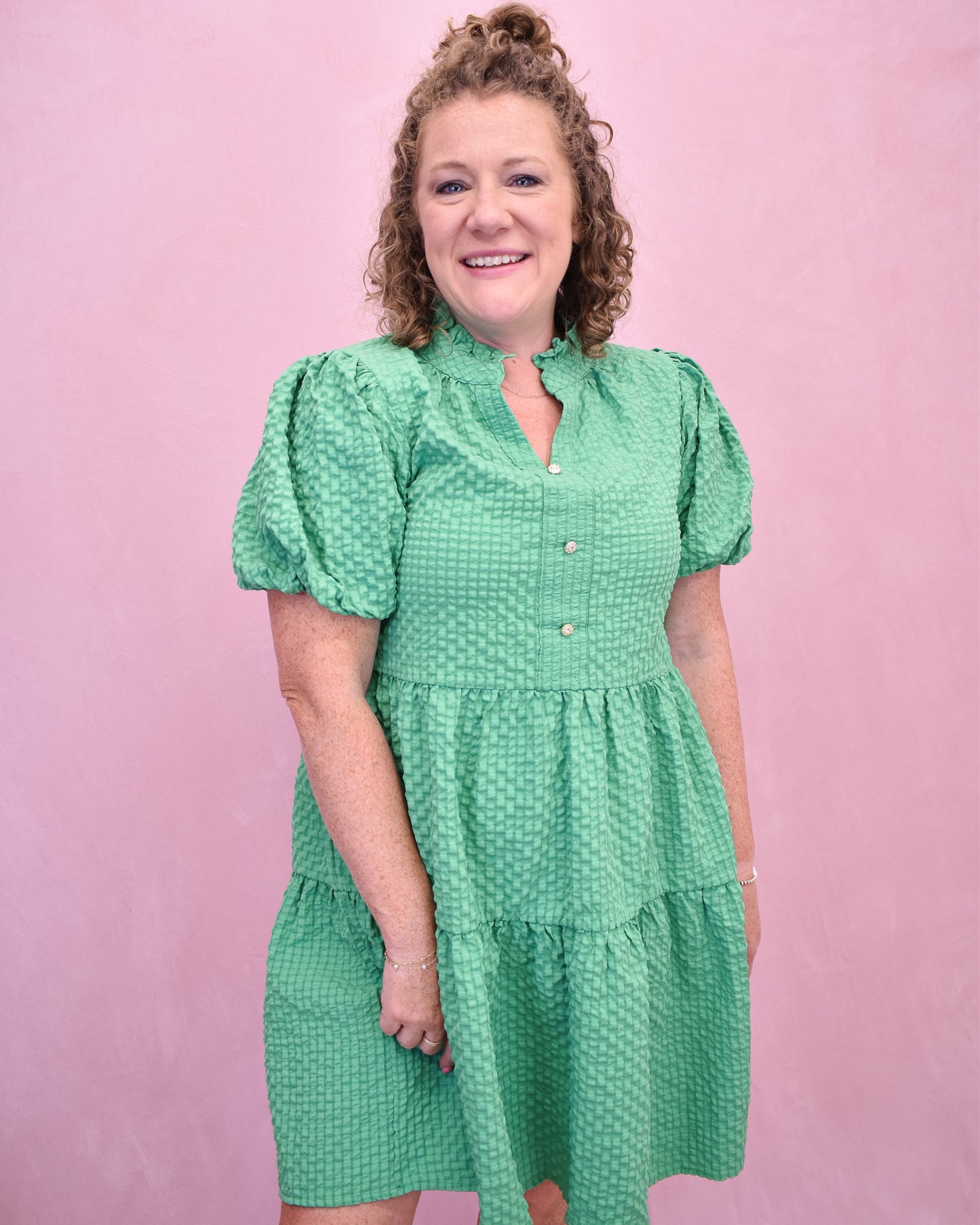Island Escape Puff Sleeve Mini Dress
