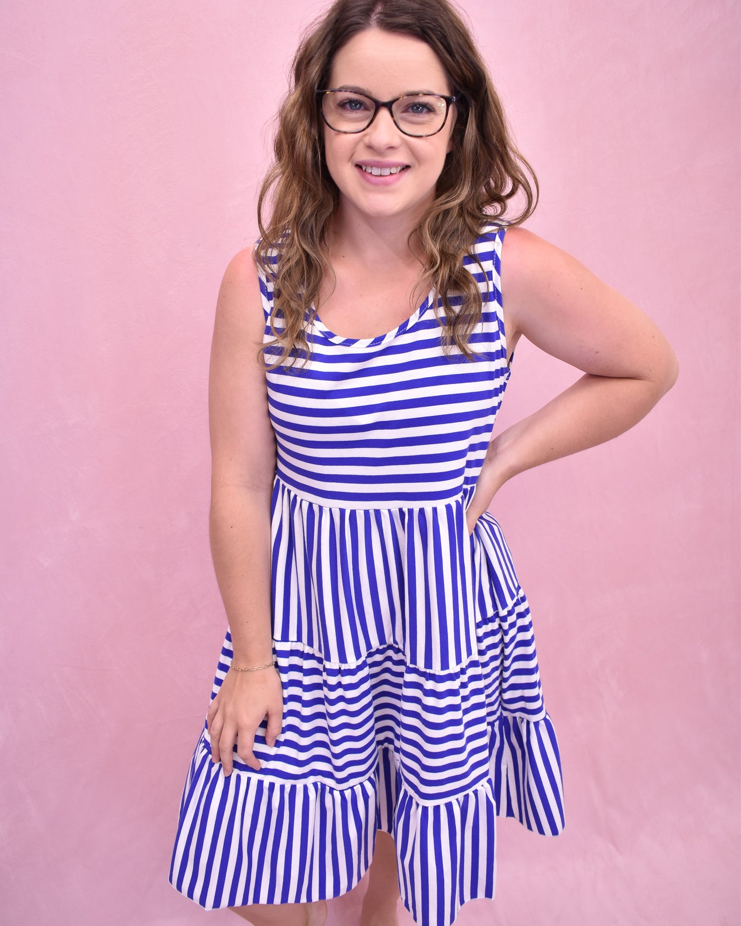 Lively Laughs Sleeveless Striped Mini Dress