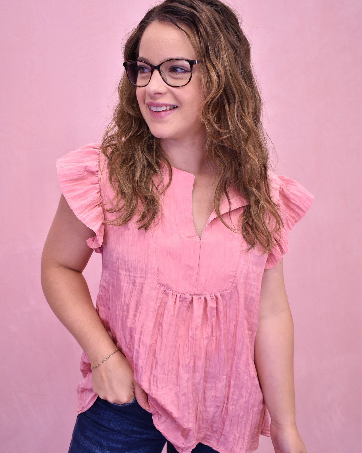 Skyline Chic Flutter Sleeve Top