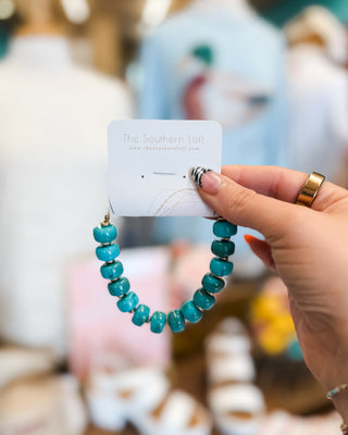 a turquoise chunky beaded bracelet