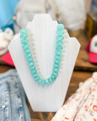 a mint colored chunky beaded necklace