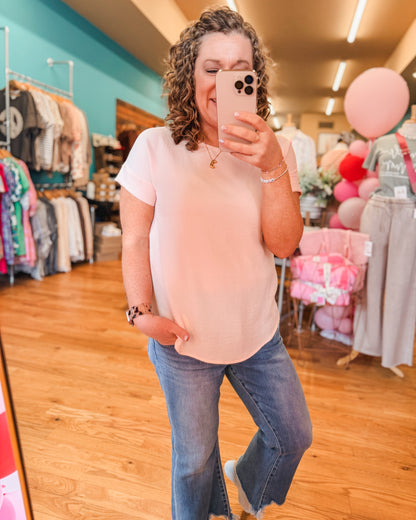 Light Pink Short Sleeve Lightweight Top
