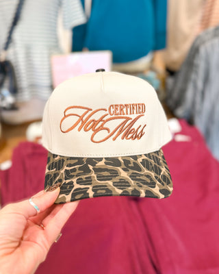 Certified Hot Mess Animal Print Canvas Hat