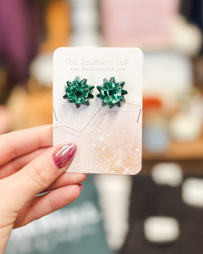 Christmas Bow Stud Earrings