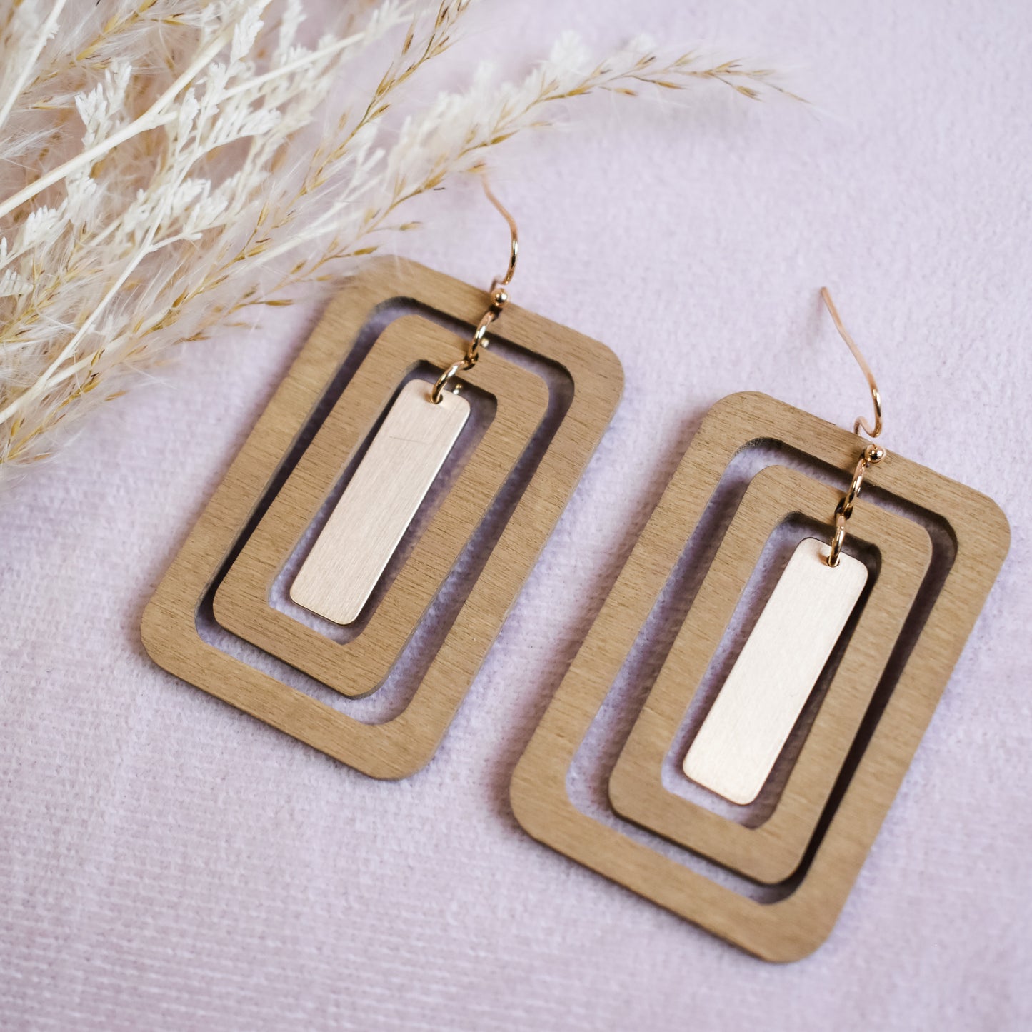 Good For You Rectangle Wooden Earrings