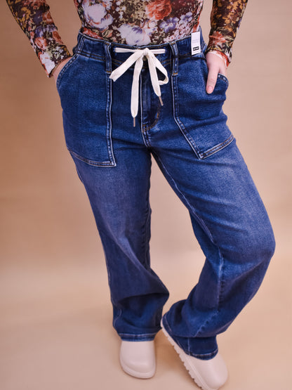 Judy Blue Drawstring Wide Leg Jeans