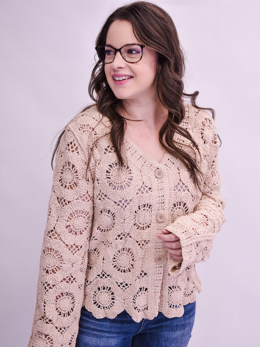 Good To Go Crochet Button Up Cardigan