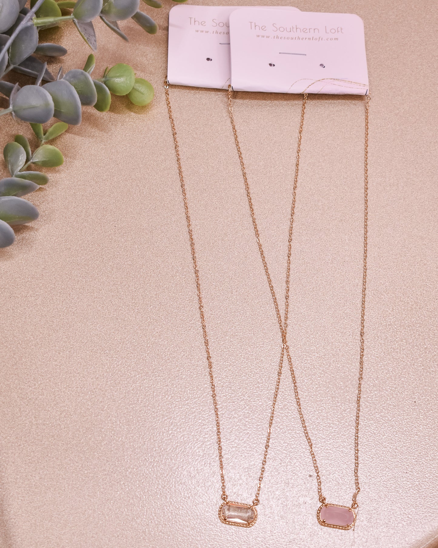 Chain Link Glass Crystal Pendant Necklace