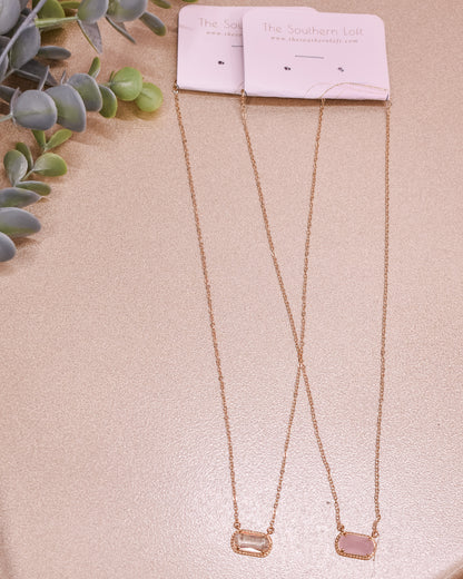 Chain Link Glass Crystal Pendant Necklace