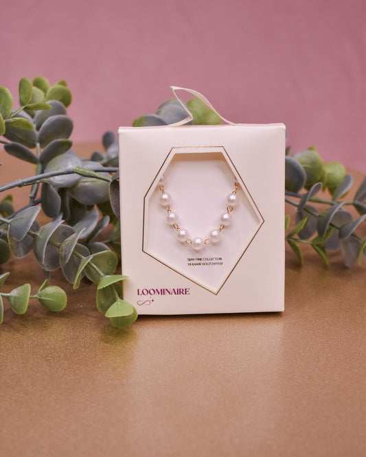 Pearl Beaded Chain Link Necklace