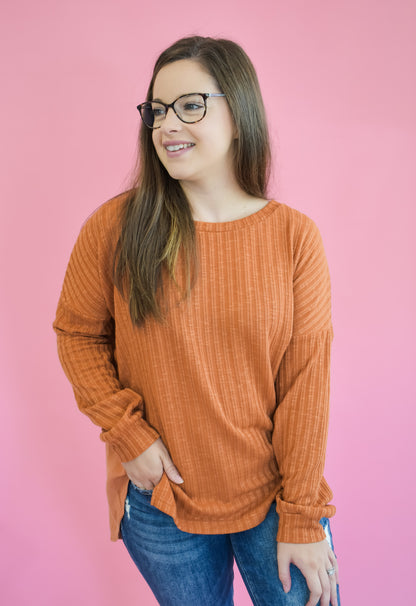 Candid Feelings Ribbed Knit Top