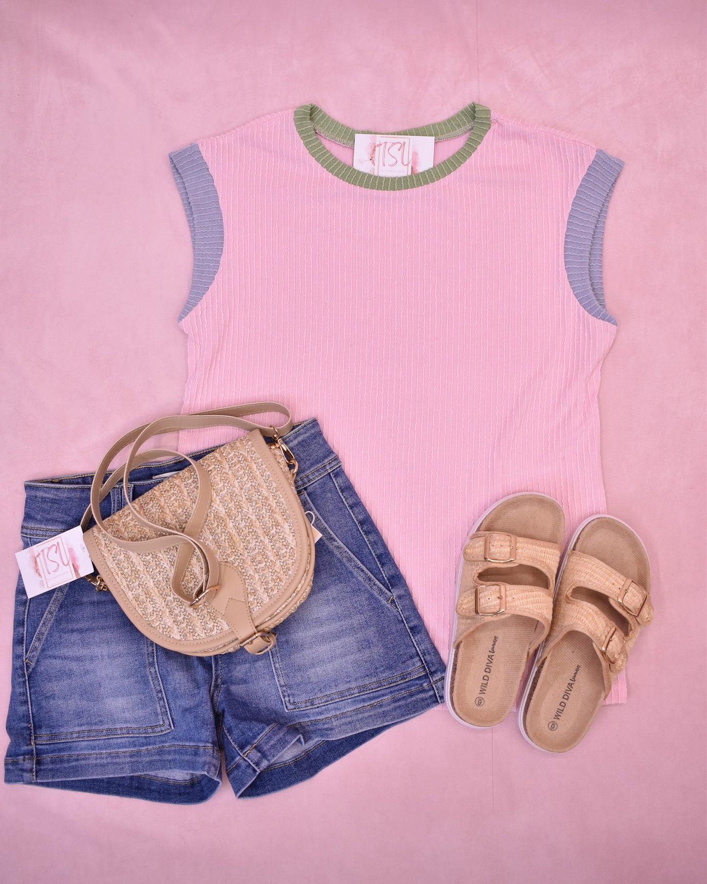 Sunset Color Pop Crew Neck Top