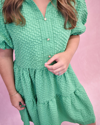 Island Escape Puff Sleeve Mini Dress