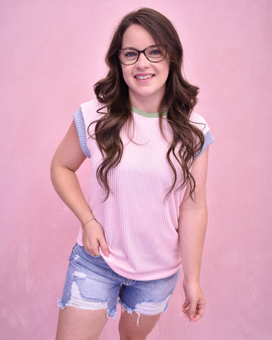 Sunset Color Pop Crew Neck Top