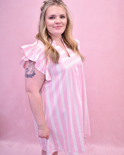 Curvy Striped Soul Cap Sleeve Mini Dress