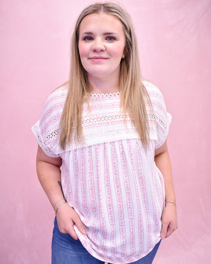 Amplified Aura Striped Floral Top