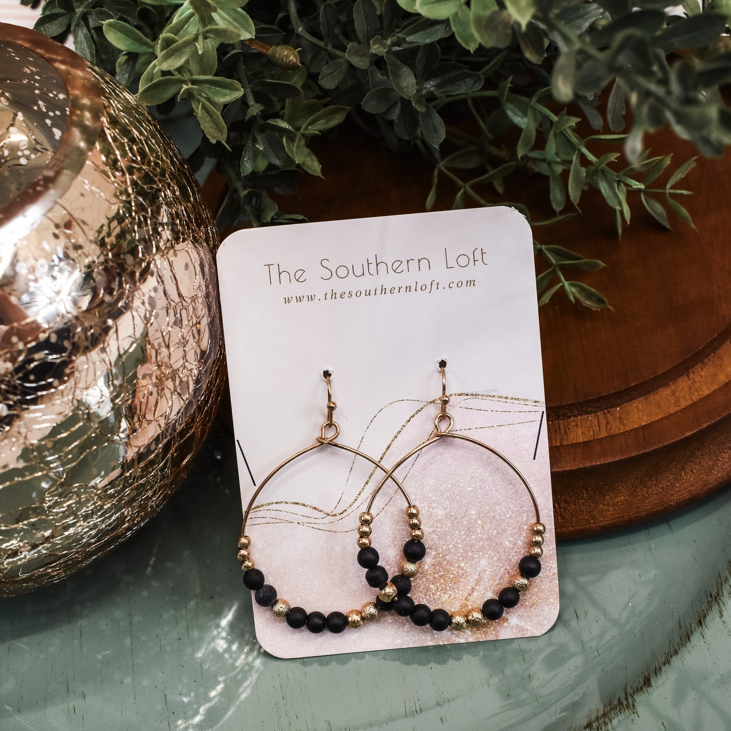 Dainty Circular Stone Drop Earrings