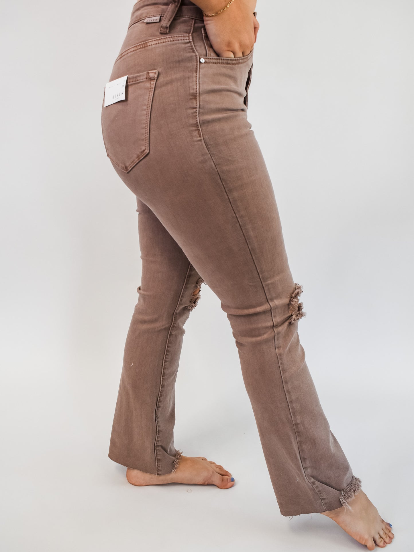 Risen High Rise Crop Straight Jeans