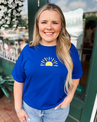 a sunshine on a mid length graphic tee 