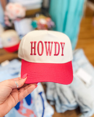 Hot pink hat with Howdy Embroidered