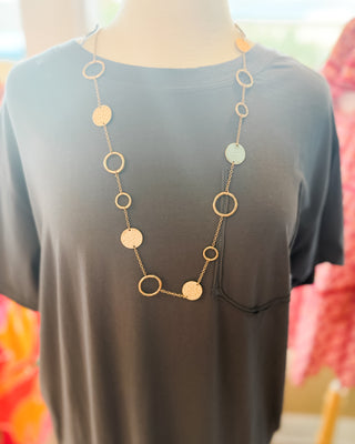 Hoop & Hammered Metal Medallion Necklace