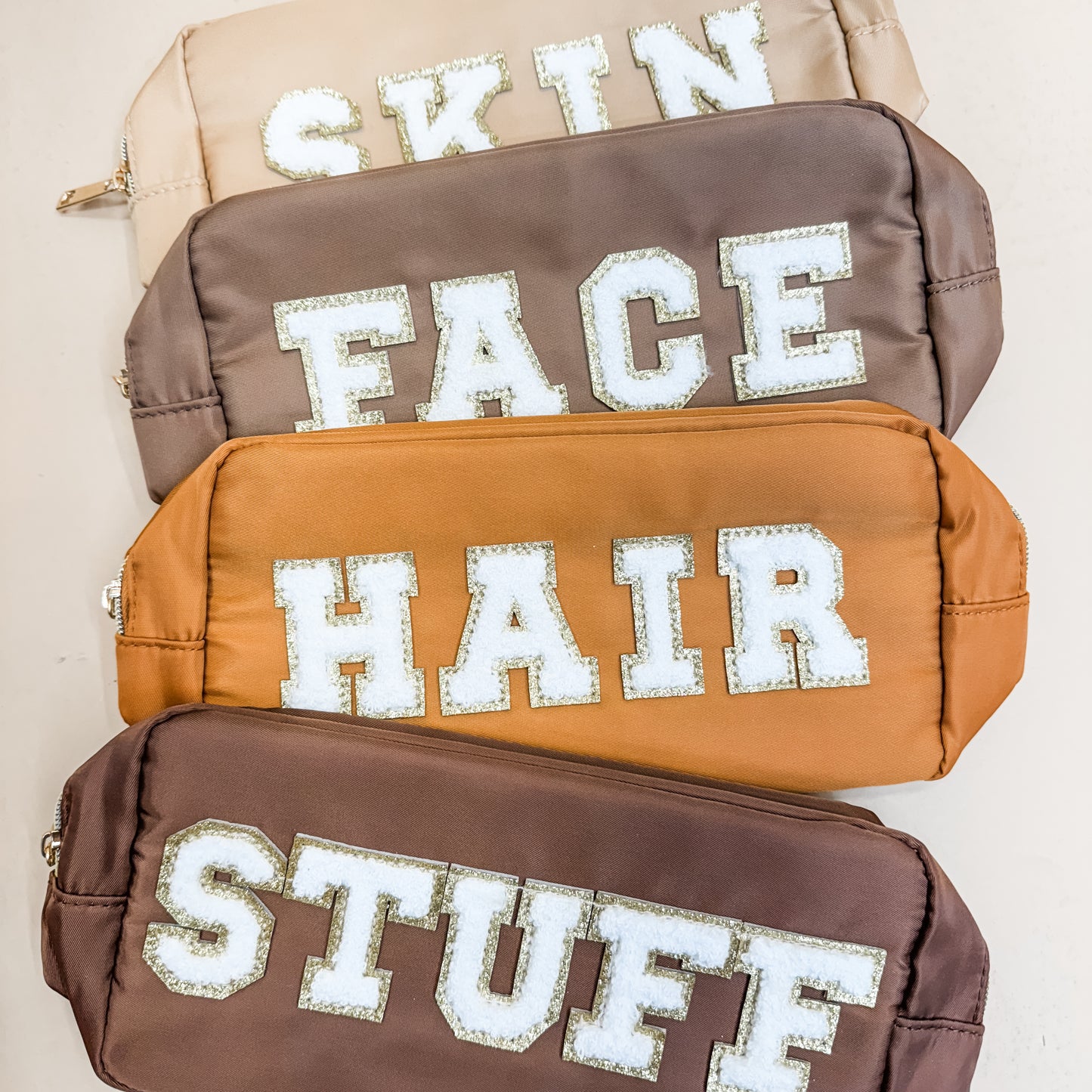 Neutral Patch Letter Travel Bags