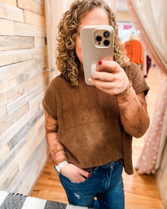 Chic & Chenille Cap Sleeve Sweater Top