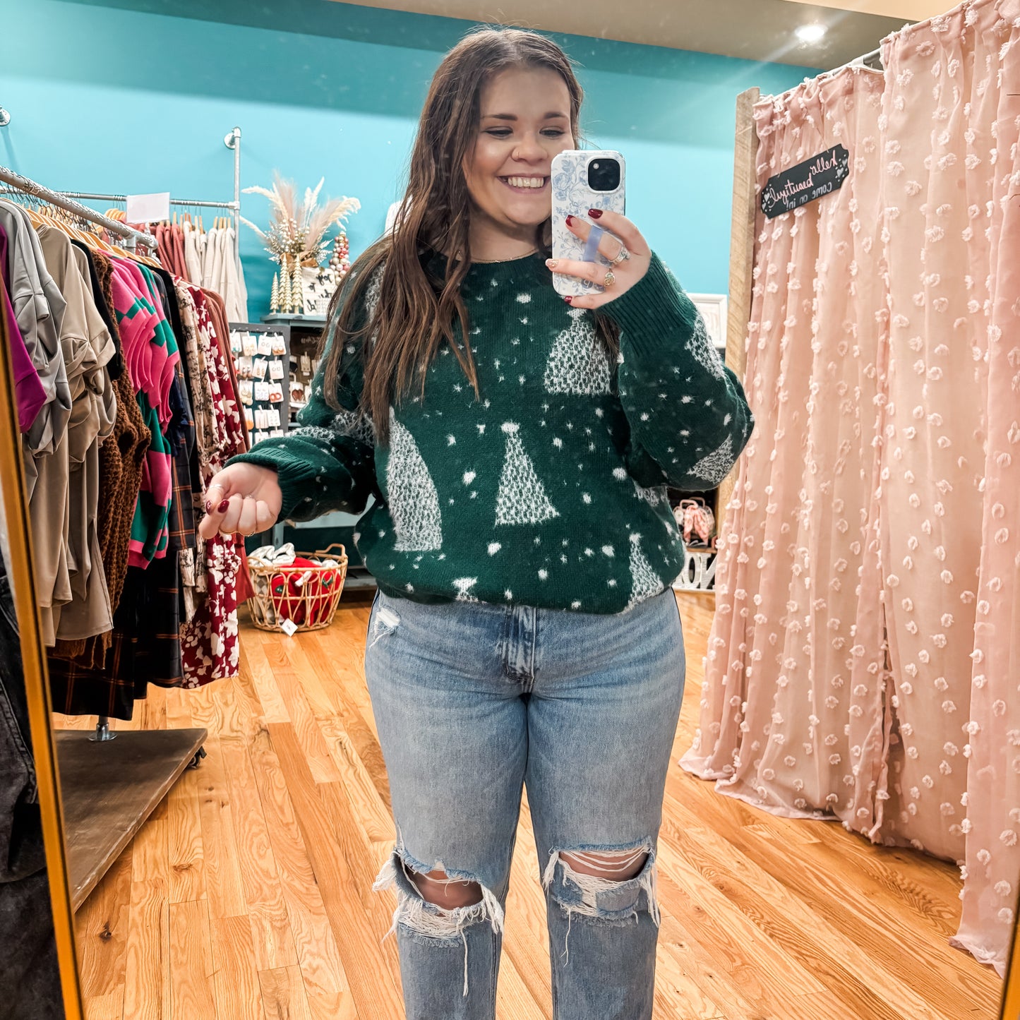 Fuzzy Christmas Tree Sweater