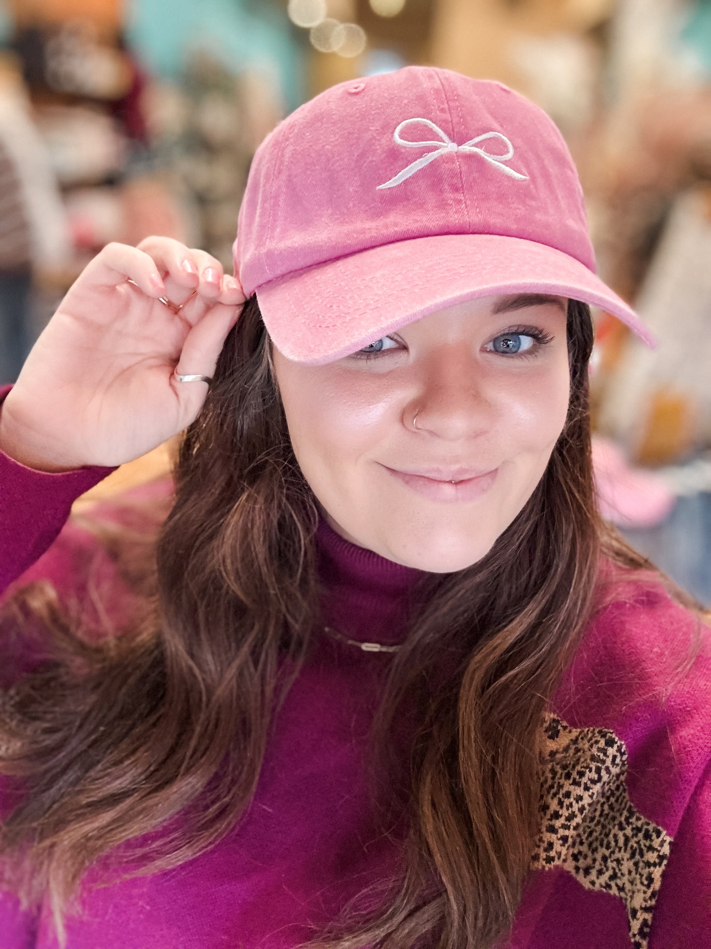 Ribbon Bow Washed Hat