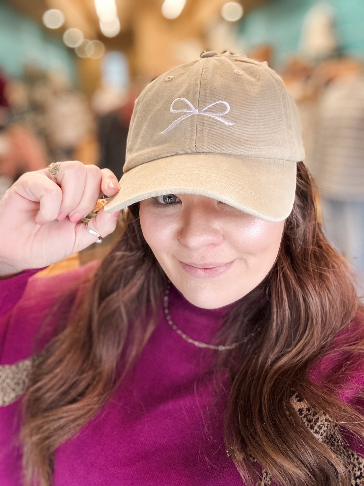 Ribbon Bow Washed Hat