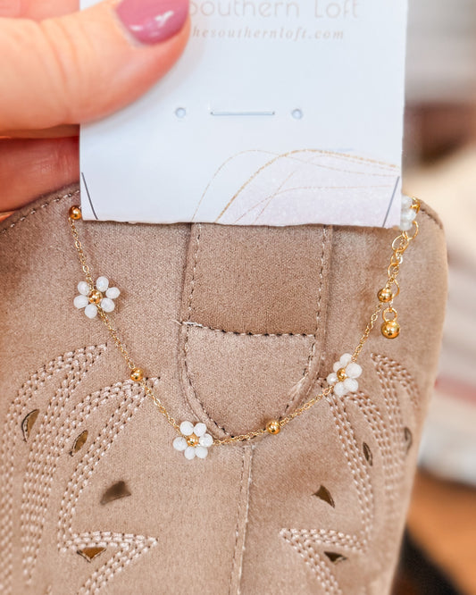 Multi Beaded Flower Charm Bracelet