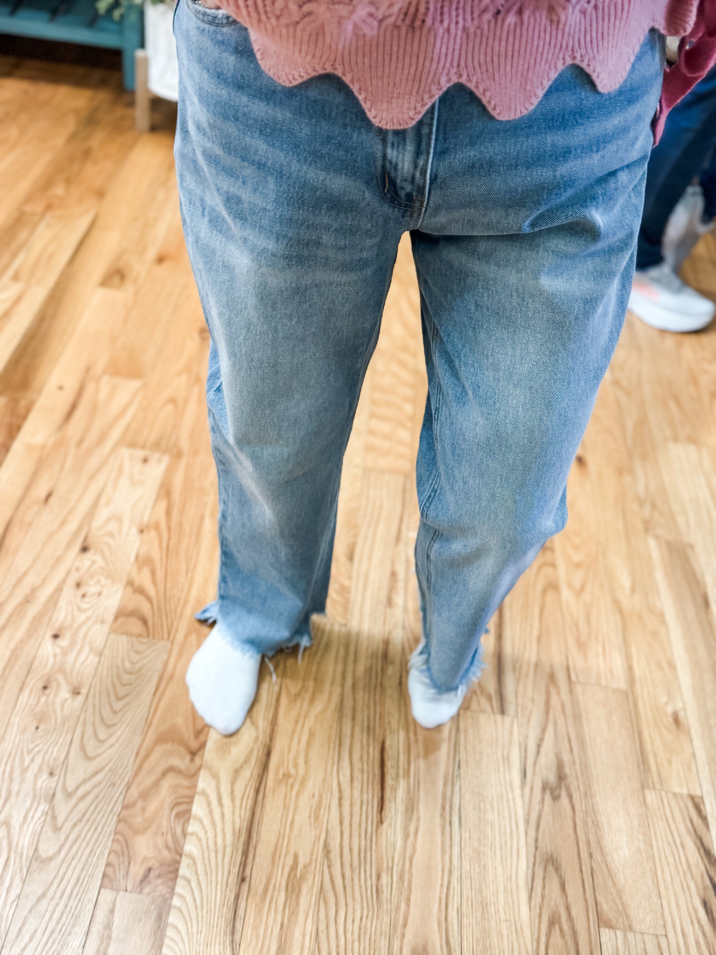 Vervet High Rise Uneven Hem Jeans