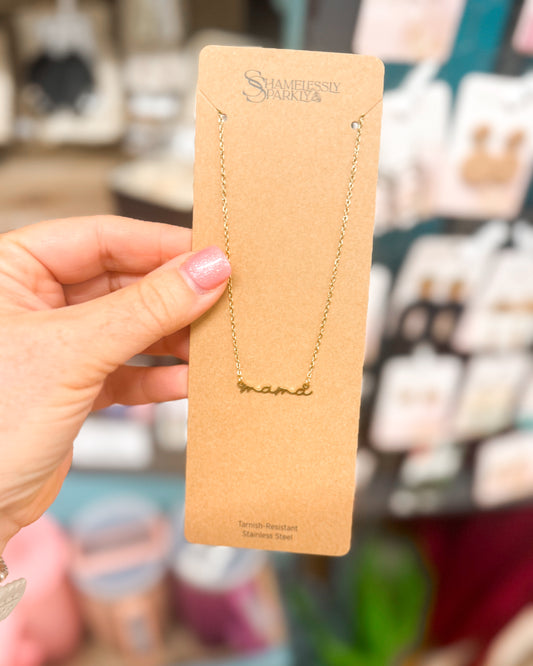 Dainty Gold Mama Necklace
