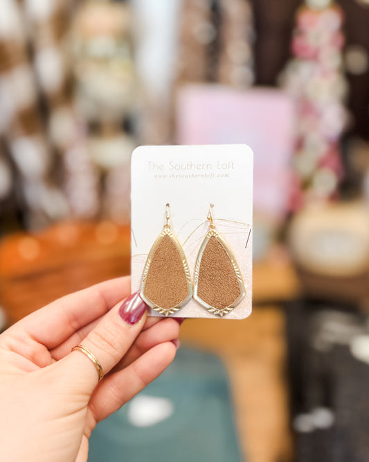 Gold Tone Geometric Shape Drop Earrings