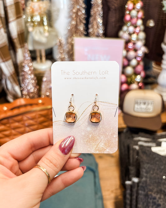 Squared Crystal Drop Earrings