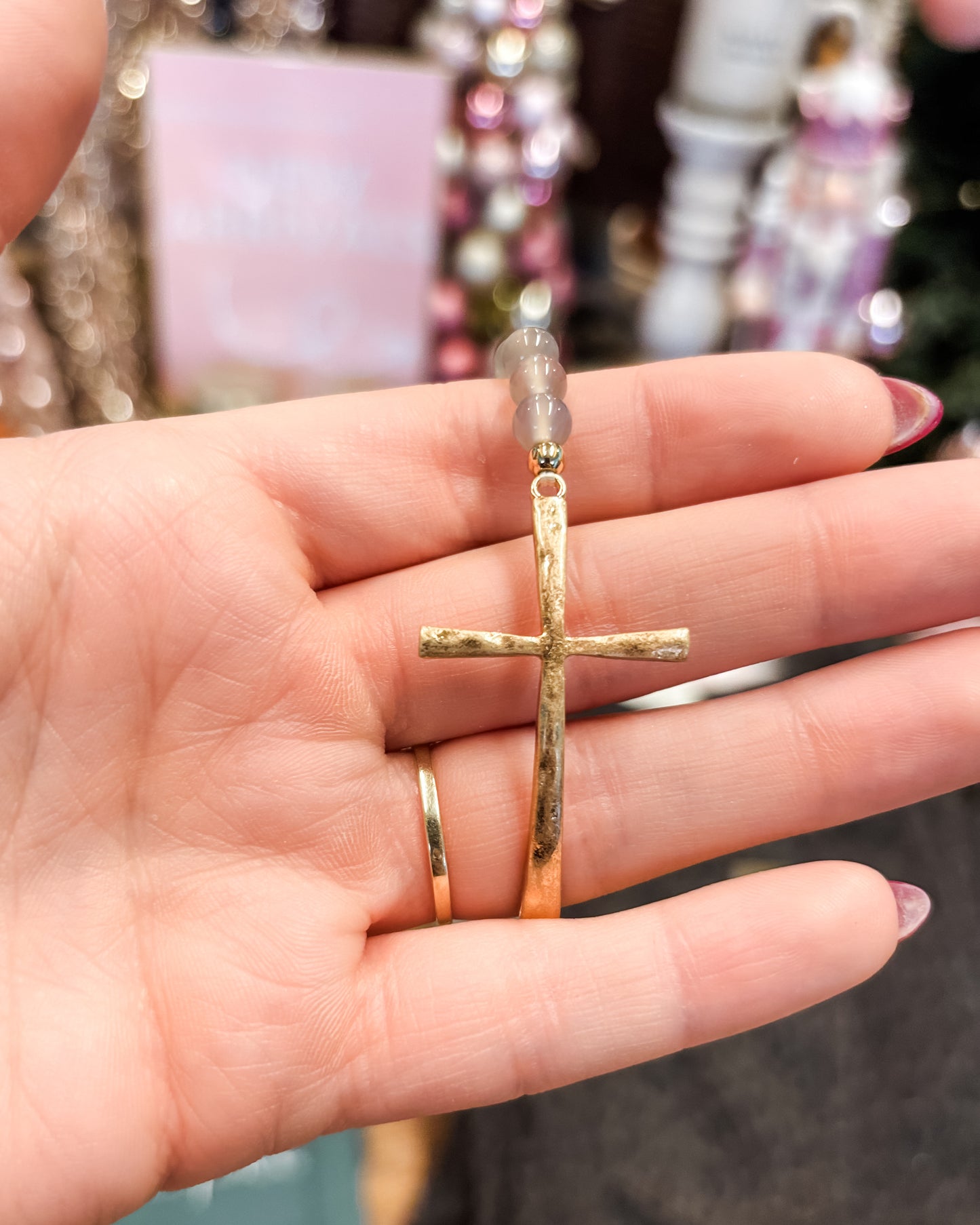 Faith Can Move Mountains Beaded Cross Bracelet