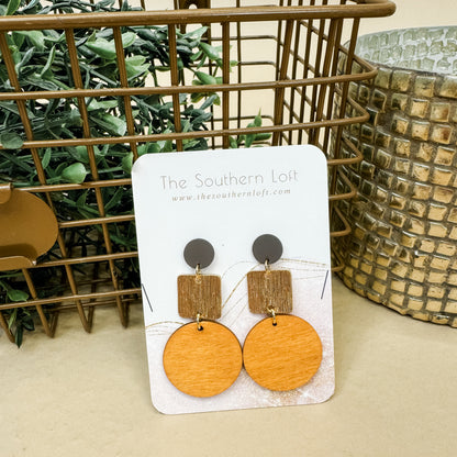 Standing Tall Wooden Circle Earrings