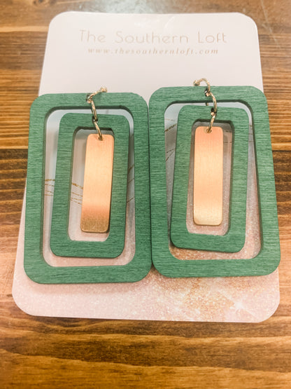 Good For You Rectangle Wooden Earrings