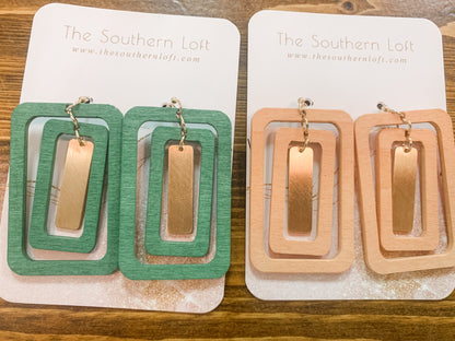 Good For You Rectangle Wooden Earrings