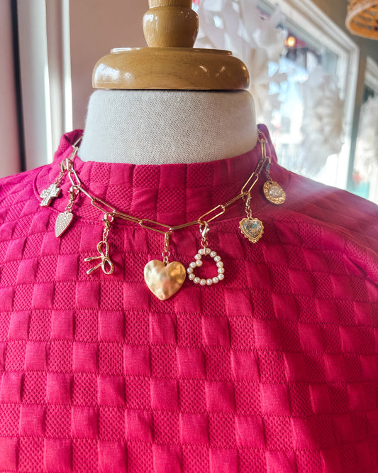 Bow Heart Removable Multi Charm Necklace