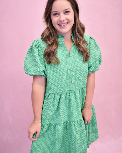 Island Escape Puff Sleeve Mini Dress