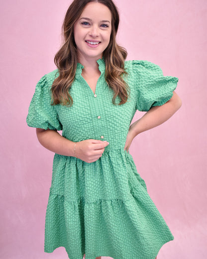 Island Escape Puff Sleeve Mini Dress