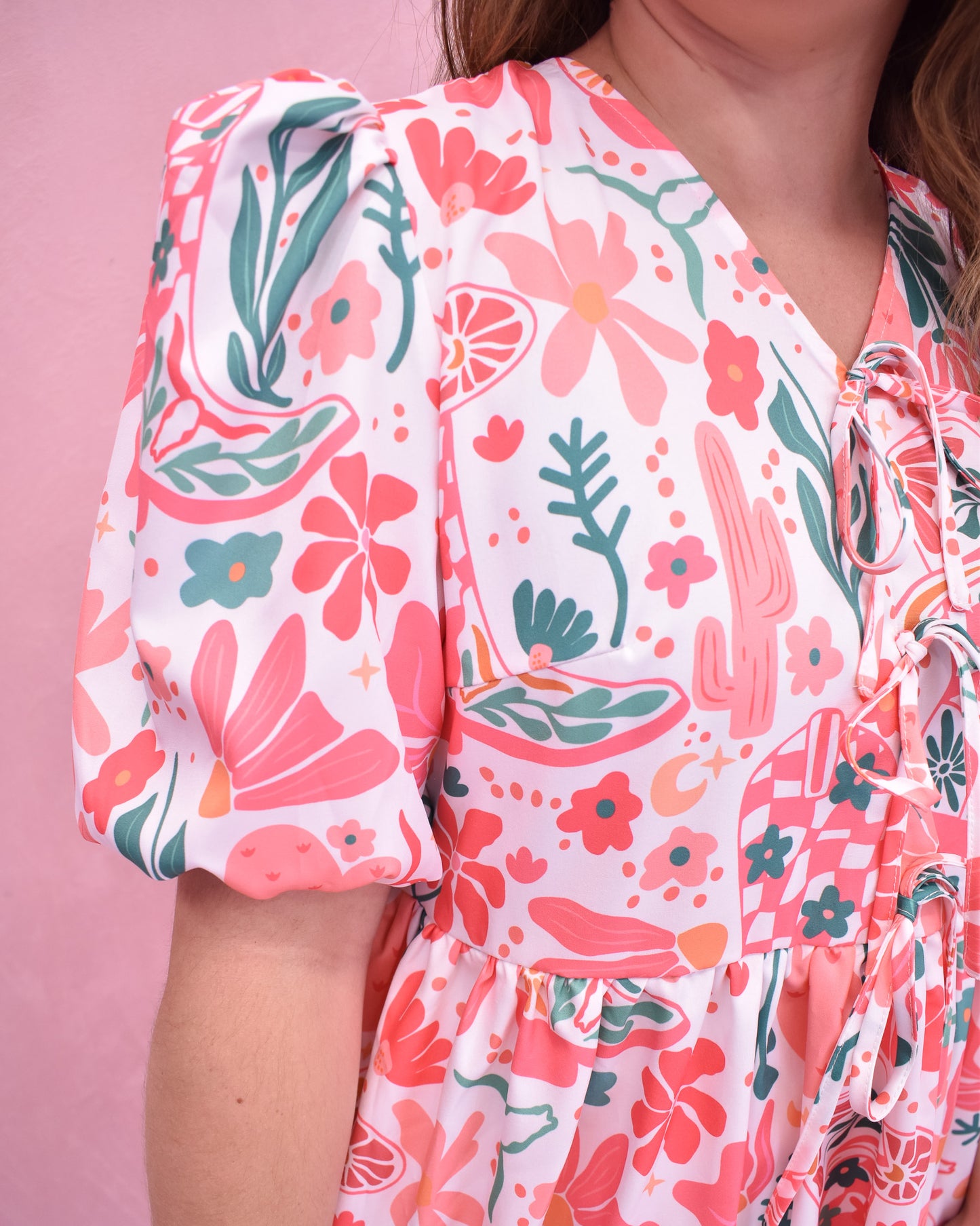 Lets Go Girls Bright Floral Western Dress