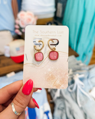 Linked Metal Tone Hoop Glitter Earrings