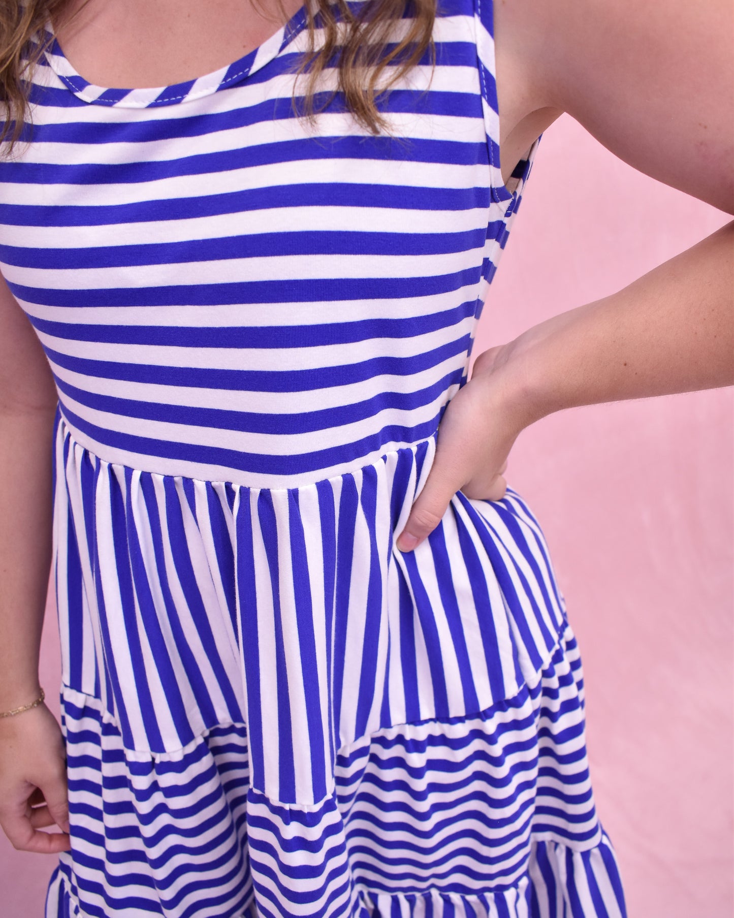 Lively Laughs Sleeveless Striped Mini Dress