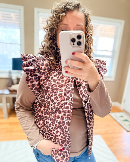 Luxe Lifestyle Leopard Print Puffer Vest