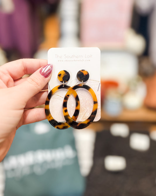 Marbled Hoop Post Drop Earrings