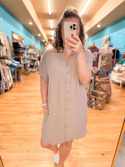 Poetry & Lattes Button Down Dress